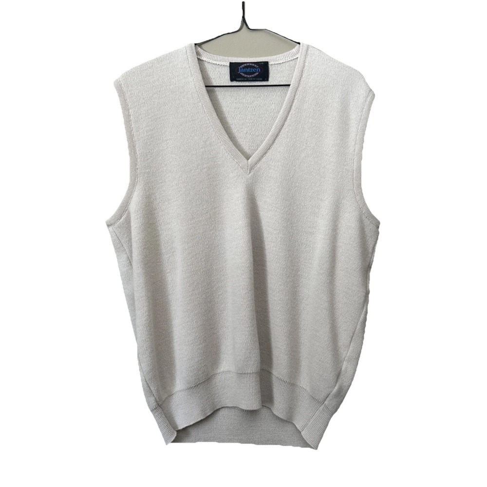 VTG Jantzen Acrylic & Wool Blend Sleeveless Sweater Vest L V-Neck Made in Canada